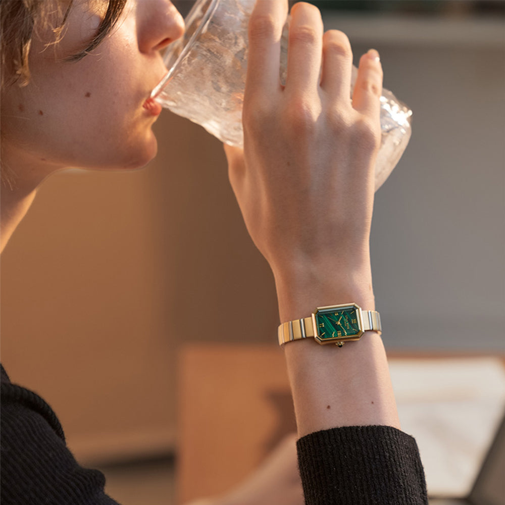 Relógio Malaquita Dourado