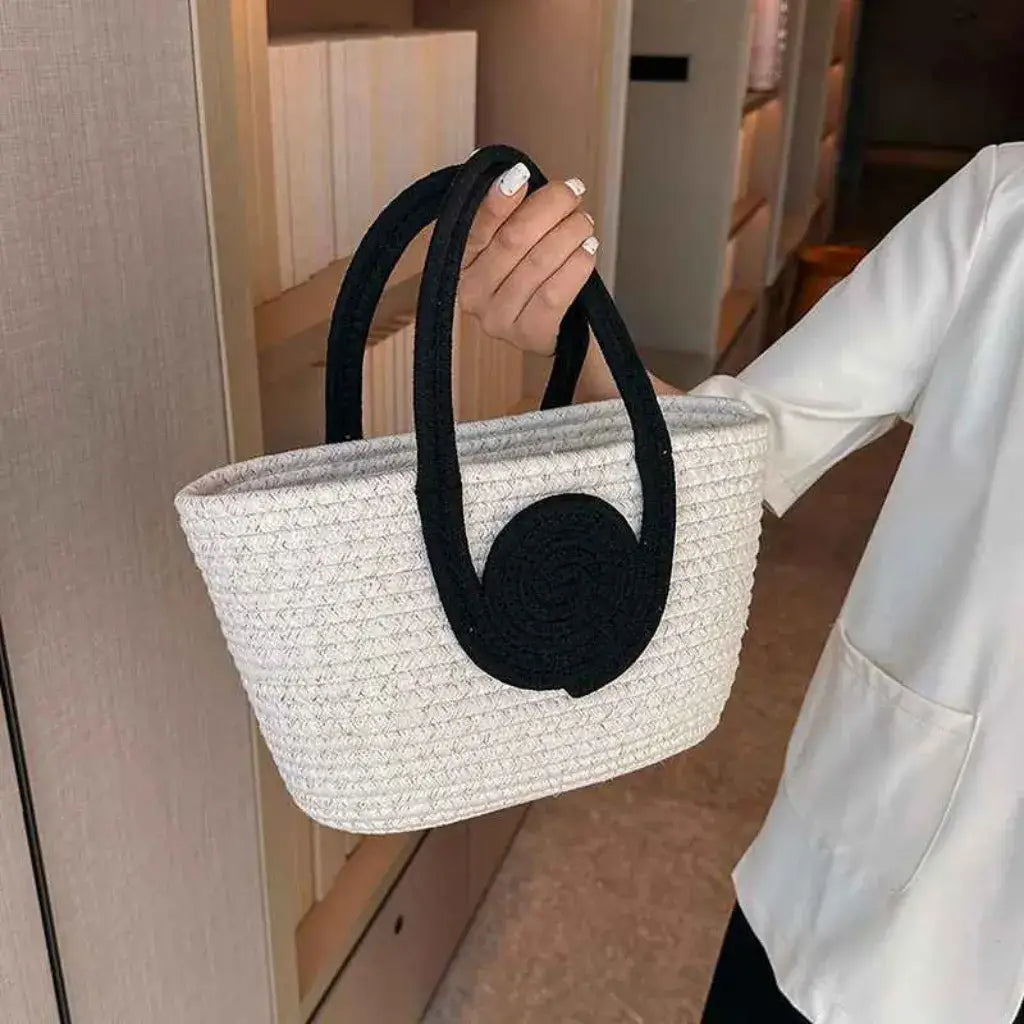 Bolsa de Palha Lolla Off White Preta