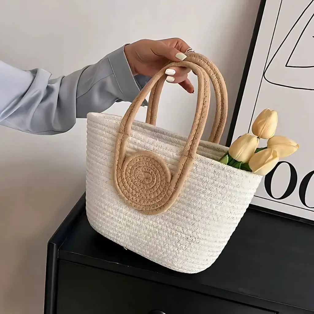 Bolsa de Palha Lolla Off White Bege