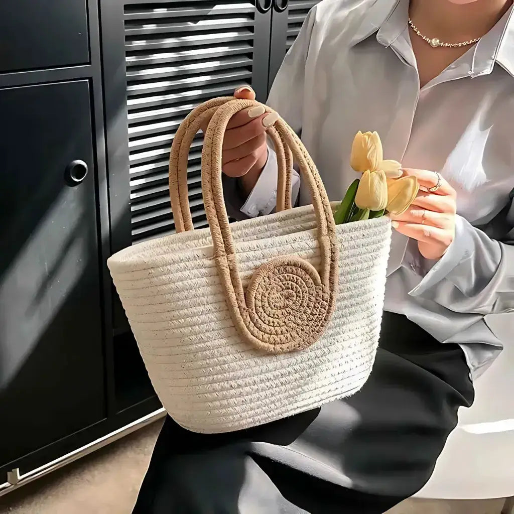 Bolsa de Palha Lolla Off White Bege