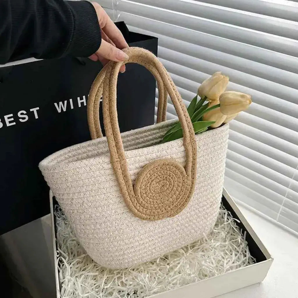Bolsa de Palha Lolla Off White Bege